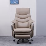 LUXURY BEIGE EXECUTIVE RECLINER OFFICE CHAIR WITH FOOTREST - Image 2