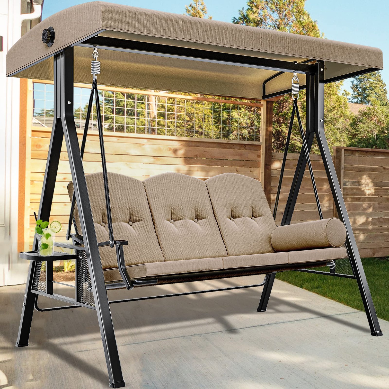Ha1cff793ac8f4d3d9749fdf840173808n (1) HAVEN STEEL FRAME SUPPORT CANOPY TUFFED CUSHION PATIO SWING - Image 1