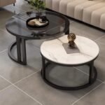 MODERN DESIGN GLASS ROCK PLATE CENTER TABLE