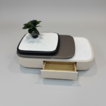 MODERN LUXURY LAYERED CENTER TABLE WITH WOOD ACCENT AND GLOSS FINISH - Image 2