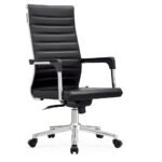 MODERN HIGH-BACK EXECUTIVE SWIVEL OFFICE CHAIR WITH CHROME BASE - Image 2