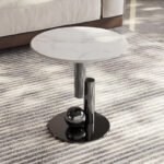 MODERN ROUND MARBLE-TOP PEDESTAL COFFEE TABLE