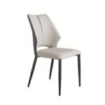 MODERN MARBLE DINING SET WITH CARAMEL SEATS AND BLACK LEGS - Image 3
