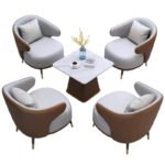 SINGLE LEATHER LIGHT LUXURY MODERN LIVING ROOM ACCENT CHAIR - Image 4