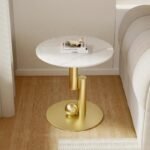MODERN ROUND MARBLE-TOP PEDESTAL COFFEE TABLE - Image 2