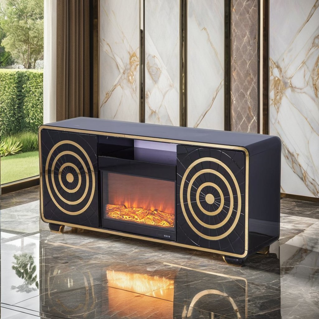 Hf9cd82910b3748f1b72fc2c7f1b42580x LUXE AURORA FIREPLACE TV CONSOLE STAND - Image 1
