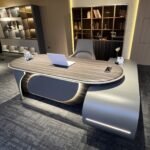 LUXURY CURVED EXECUTIVE OFFICE TABLE WITH LED ACCENTS