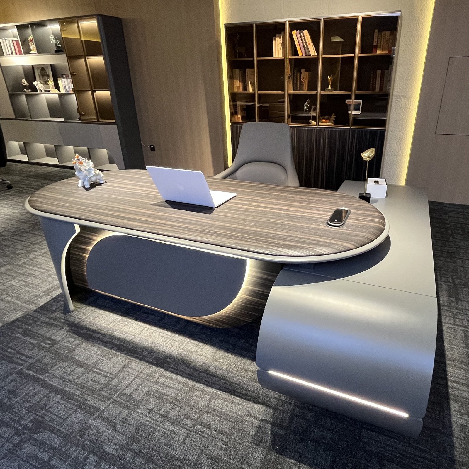 Hff85a8a57d5b4fe7a96d2862b68ab253k LUXURY CURVED EXECUTIVE OFFICE TABLE WITH LED ACCENTS - Image 1