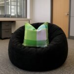 MODERN MIDNIGHT BLACK OVERSIZED PLUSH BEAN BAG LOUNGE CHAIR