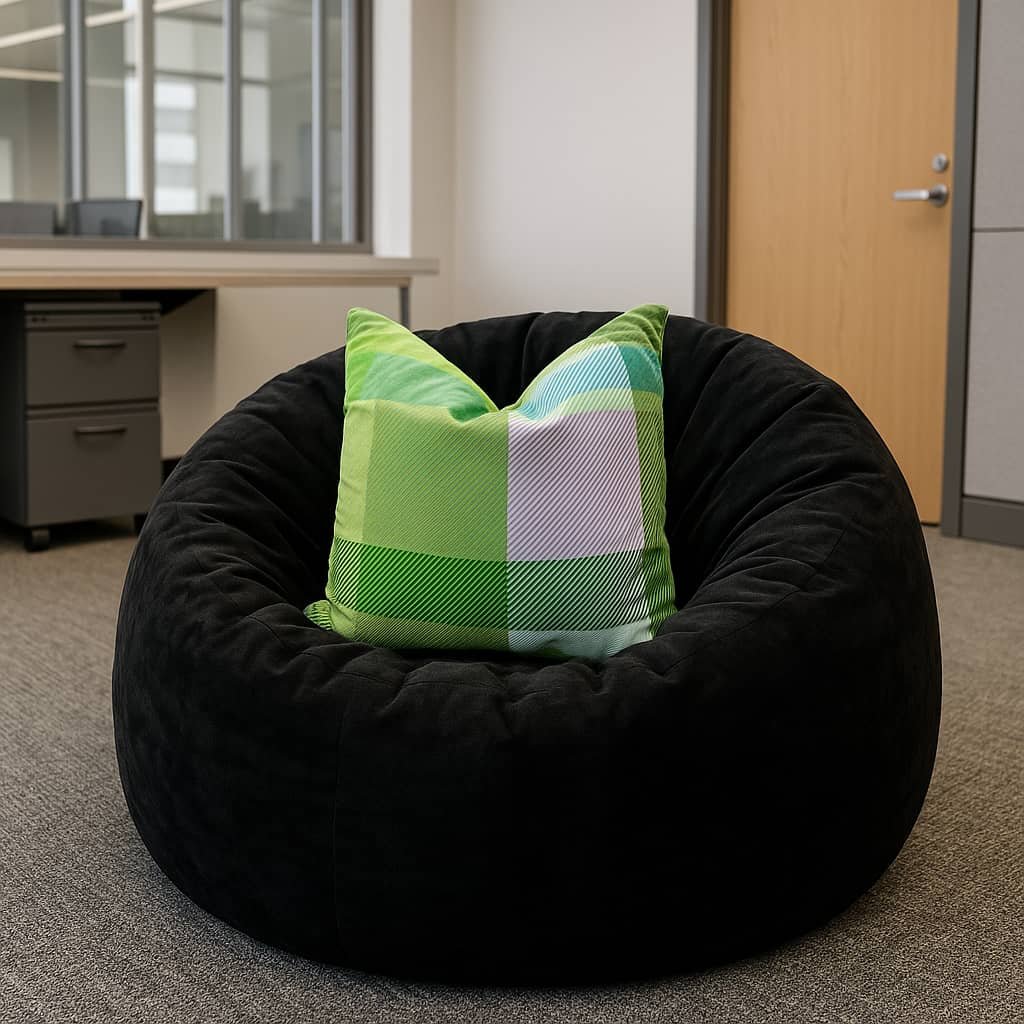 IMG-20260217-WA0051 MODERN MIDNIGHT BLACK OVERSIZED PLUSH BEAN BAG LOUNGE CHAIR - Image 1