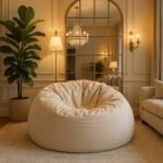 IVORY LUXE OVERSIZED DEEP SINK PLUSH BEAN BAG LOUNGE CHAIR