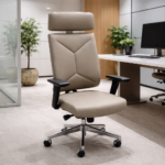 FLOATING HEADREST LUXE BEIGE CORPORATE OFFICE CHAIR