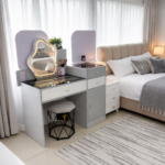 MODERN LED GLOW MIRROR AND SRORAGE VANITY DESK