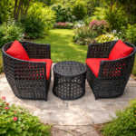 ELEGANT OUTDOOR WOVEN LOUNGE CHAIR SET WITH COFFEE TABLE - Image 2