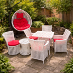 CRIMSON COMFORT GARDEN DINING AND HANGING OUTDOOR ENSEMBLE - Image 2