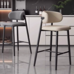 THE AURORA SLEEK CONTEMPORARY DESIGN MINIMALIST UPHOLSTERED LUXE BAR STOOL - Image 2
