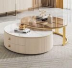 MODERN MARBLE NESTED CENTER TABLE WITH STORAGE DRAWERS - Image 2