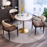 MODERN LUXURY UPHOLSTERED DINING CHAIRS WITH GOLD ACCENTS