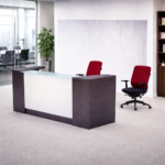 GRAND MODERN RECEPTION EXECUTIVE DESK WITH TOP ACCENT