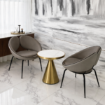 MODERN LUXURY UPHOLSTERED DINING CHAIRS WITH CURVED BACK DESIGN