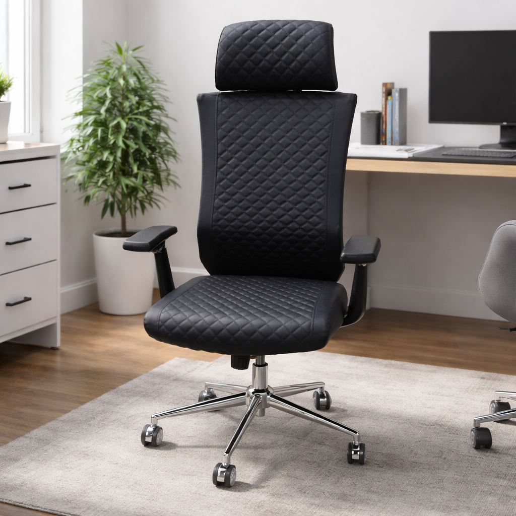file_00000000ae3c71fd9fd2a2667d9bc954 LUXURY QUILTED HIGH-BACK EXECUTIVE OFFICE CHAIR WITH CHROME BASE - Image 1
