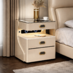 CURVE EDGE TWO-TIER SMART BEDSIDE TABLE WITH AMBIENT LIGHTING - Image 2