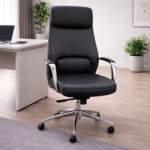 LUXURY HIGH-BACK EXECUTIVE OFFICE CHAIR WITH CHROME BASE