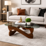 MODERN SCULPTED GLASS CENTER TABLE