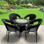 PREMIUM HANDWOVEN RATTAN OUTDOOR PATIO DINING CHAIR SET - Image 3