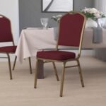 ROYAL CRIMSON UPHOLSTERED GOLD FRAME BANQUET DINING CHAIR