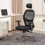 ERGONOMIC EXECUTIVE MESH OFFICE CHAIR WITH ADJUSTABLE HEADREST AND LUMBAR SUPPORT