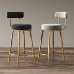 MODERN UPHOLSTERED GOLDEN FRAMED BAR STOOLS