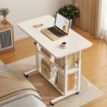 ADJUSTABLE MODERN MOBILE WORK TABLE WITH STORAGE SHELVES