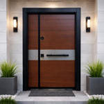 MODERN WALNUT STEEL ACCENT SECURITY DOOR