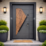 GEOMETRIC PANEL SECURITY DOOR WITH ANGLED DESIGN ACCENT - Image 2