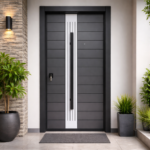 LUXURY MINIMALIST DOUBLE DOOR WITH CENTRAL METALLIC ACCENT