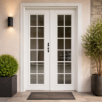 CLASSIC WHITE FRENCH DOUBLE DOOR WITH GLASS PANELS