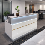 CONTEMPORARY RECEPTION DESK WITH LED LIGHTING AND MINIMALIST DESIGN