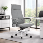EXECUTIVE  HIGH QUALITY GREY LEATHER OFFICE CHAIR