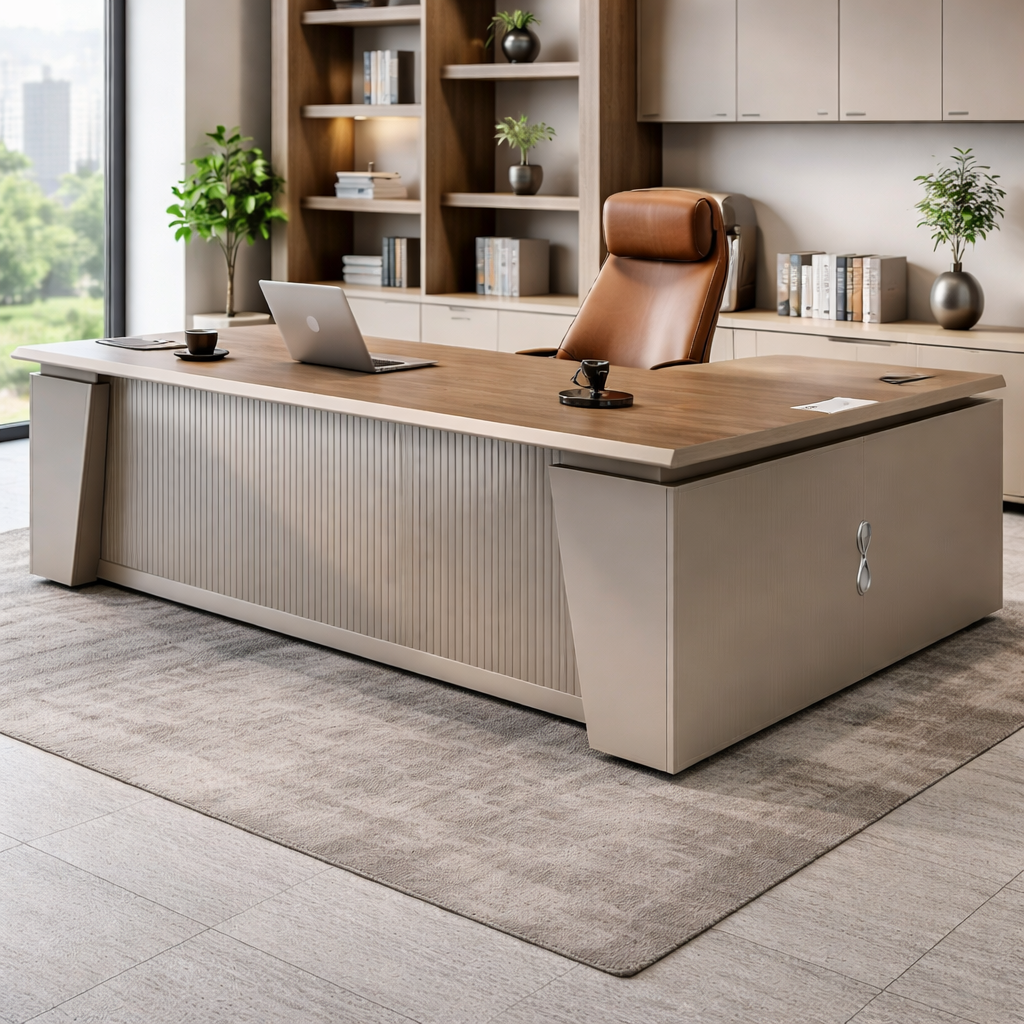 ChatGPT Image Apr 15, 2026, 01_15_44 PM PREMIUM TITAN FLUTED EXECUTIVE OFFICE TABLE - Image 1