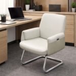MORDEN CREAM FAUX LEATHER SLED BASE OFFICE CHAIR