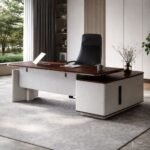 MERIDIAN ARCHITECTURAL SERIES PRESTIGE L-SHAPED EXECUTIVE COMMAND STATION AND ARTISAN OFFICE TABLE