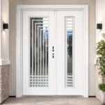 MODERN WHITE DOUBLE SECURITY GLASS DOOR
