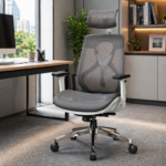 ERGONOMIC MESH HIGH-BACK OFFICE CHAIR WITH ADJUSTABLE SUPPORT AND MODERN DESIGN