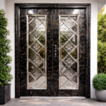 LUXURY BLACK MARBLE DOUBLE SECURITY DOOR