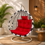 ZEBRA CONTOUR SWING CHAIR WITH CRIMSON CUSHION