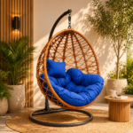 EXECUTIVE COBALT OASIS RATTAN EGG SWING CHAIR