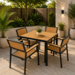 STYLISH TIMBER AND STEEL OUTDOOR ENSEMBLE