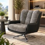 SLEEK DUAL-TEXTURED SWIVEL ACCENT CHAIR