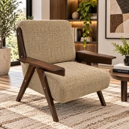 MODERN TEXTURED BOUCLÉ ACCENT CHAIR